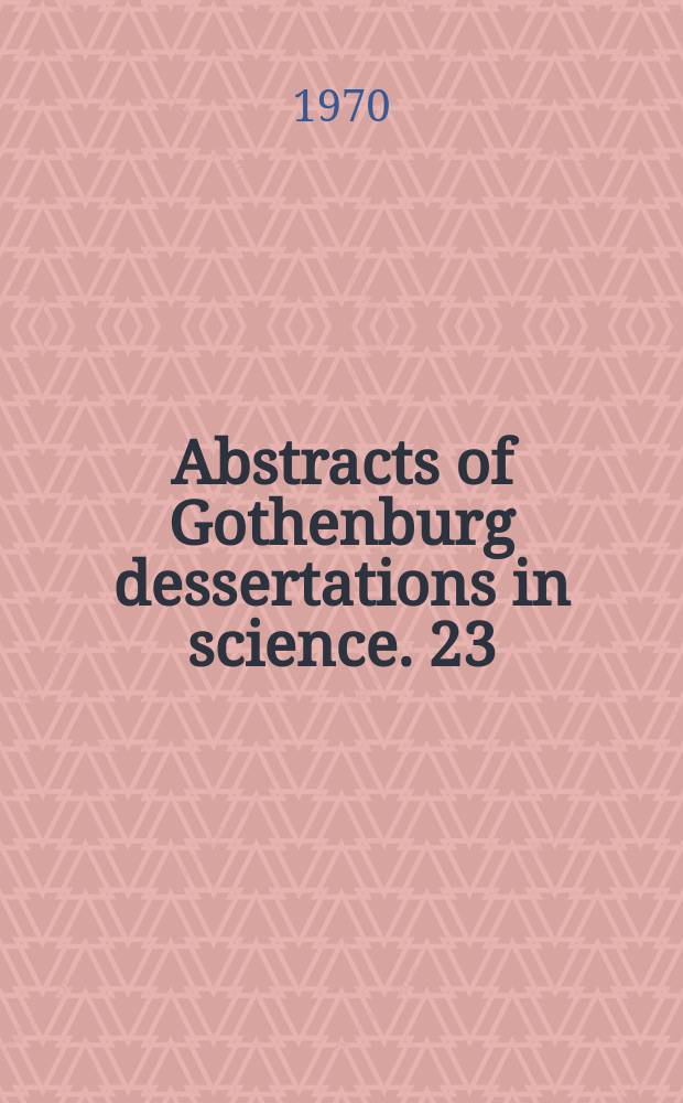 Abstracts of Gothenburg dessertations in science. 23 : Low-energy electron diffraction studies of metal and semiconductor surfaces
