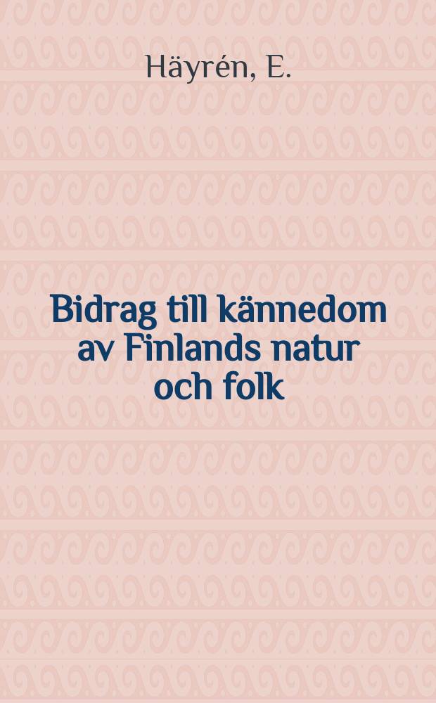 Bidrag till kännedom av Finlands natur och folk : Utgifna af Finska vetenskaps-soc. H.80, №3 : Studier över förereningen inflytande pä strändernas vegetation och flora i Helsingfors hamnområde