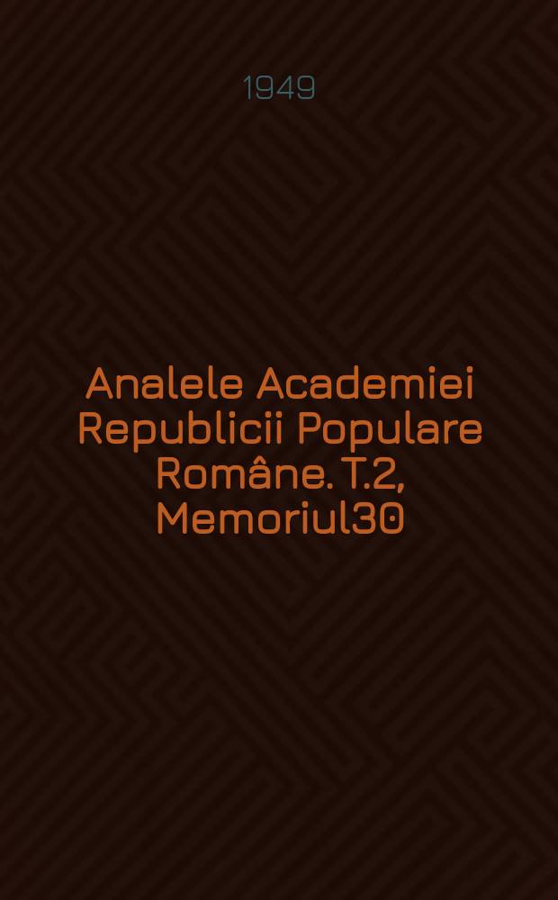 Analele Academiei Republicii Populare Române. T.2, Memoriul30 : Geochimia vanadiului in Republica Populare Română