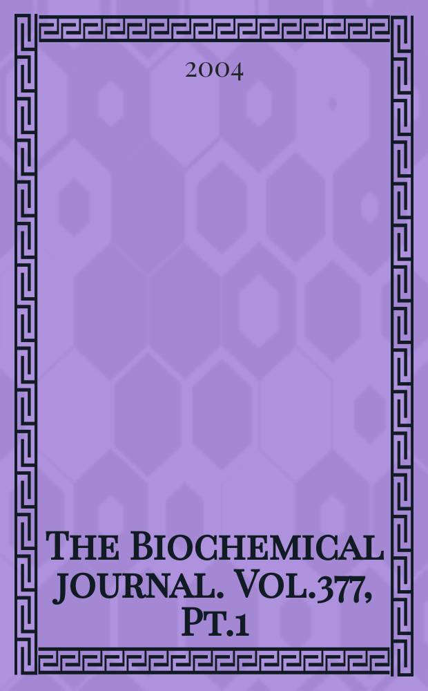 The Biochemical journal. Vol.377, Pt.1