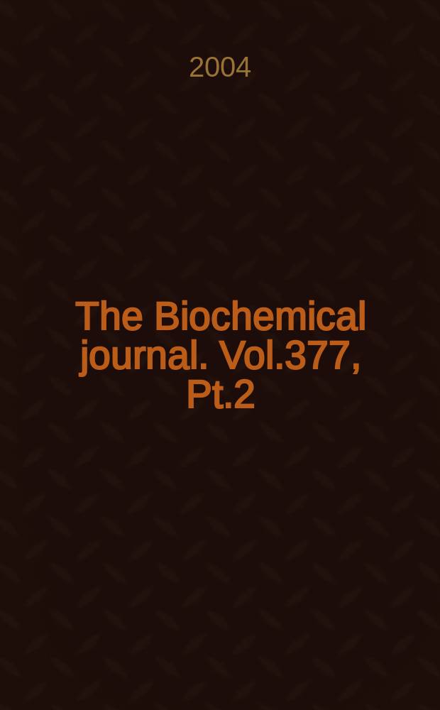 The Biochemical journal. Vol.377, Pt.2