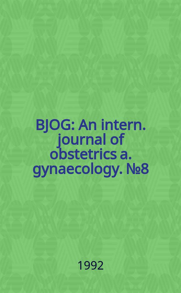 BJOG : An intern. journal of obstetrics a. gynaecology. №8 : The Variability of cardio perlmonary adaptation to pregnancy at rest
