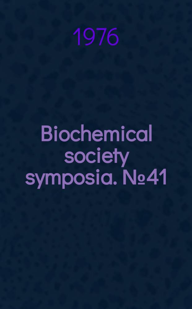 Biochemical society symposia. №41 : Biochemical adaptation to environmental change