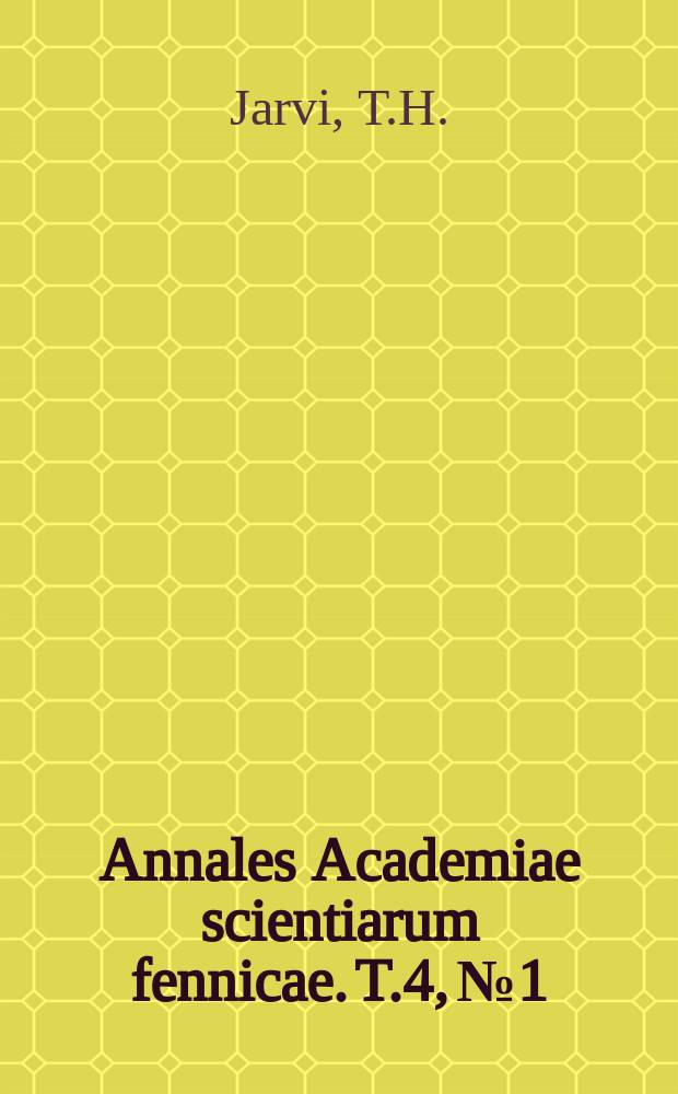 Annales Academiae scientiarum fennicae. T.4, №1 : Das Vaginalsystem der Sparassiden