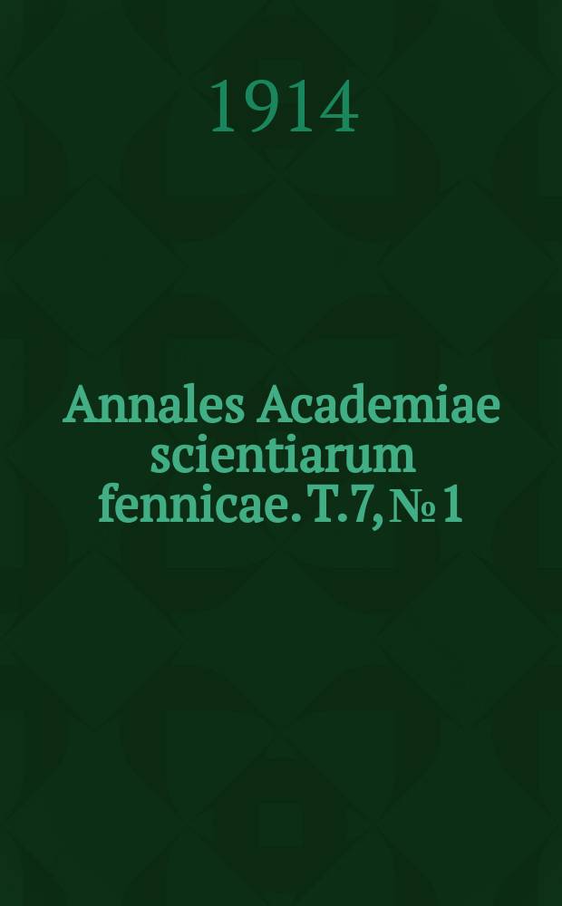 Annales Academiae scientiarum fennicae. T.7, №1 : Über die das Bakterienwachstum hemmende und desinfizierende Wirkung einiger Alkoxysäuren