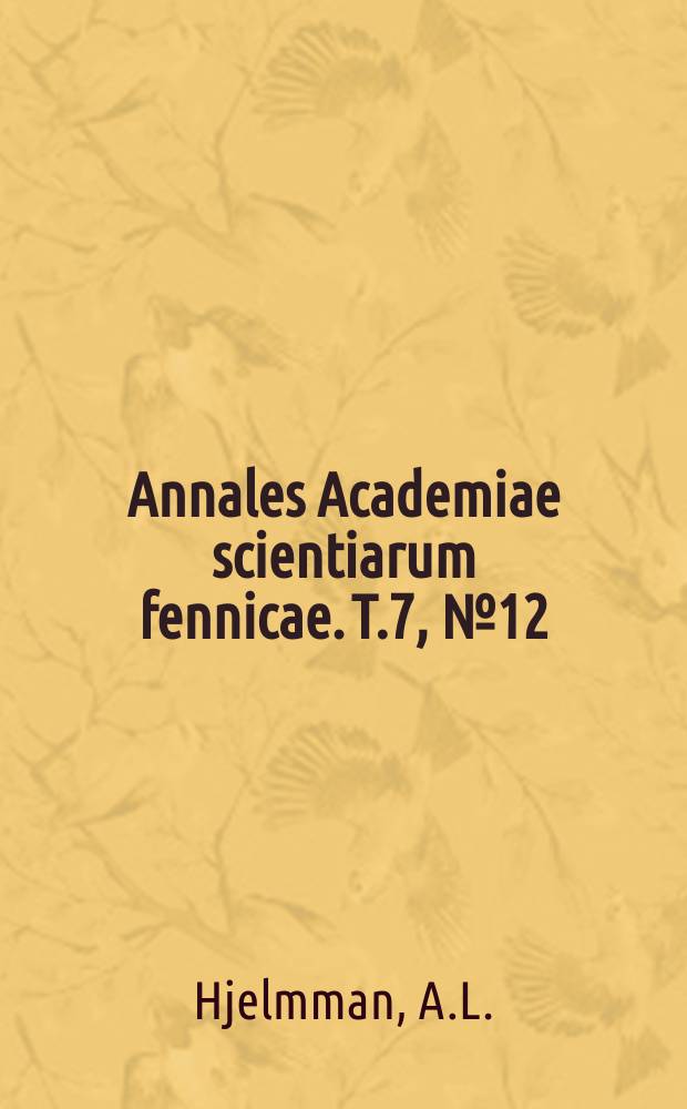 Annales Academiae scientiarum fennicae. T.7, №12 : Sur la quintique gauche rationnelle de seconde espèce