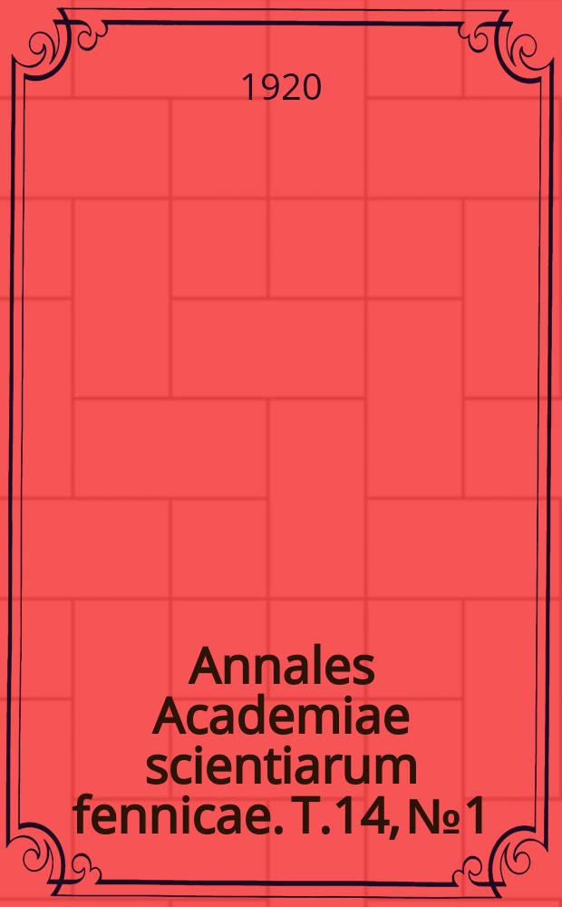 Annales Academiae scientiarum fennicae. T.14, №1 : Die kleine Maräne Coregonus albula L. im Keitelesee