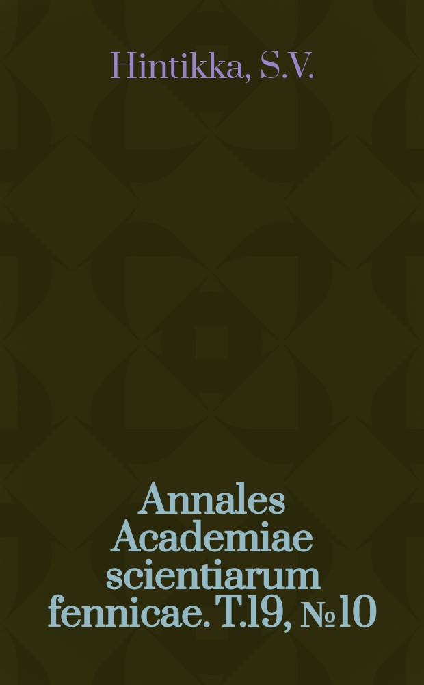 Annales Academiae scientiarum fennicae. T.19, №10 : Untersuchungen über das p-Cymol