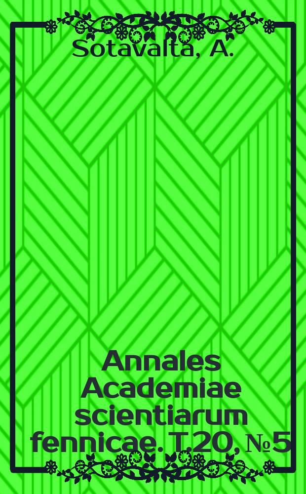Annales Academiae scientiarum fennicae. T.20, №5 : Zur Konsonanztheorie