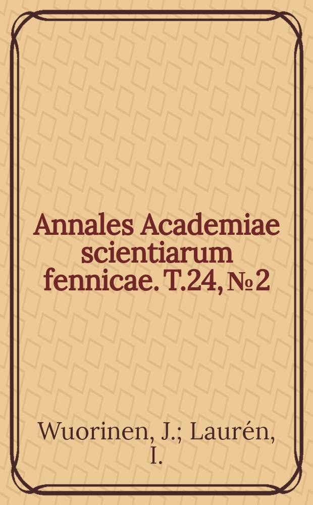 Annales Academiae scientiarum fennicae. T.24, №2 : Über die Einwirkung der Birkenholzkohle auf einige Aldehyde in alkoholischer Lösung
