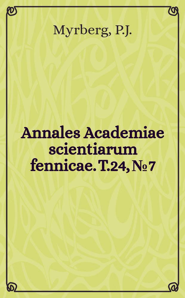Annales Academiae scientiarum fennicae. T.24, №7 : Über die simultane Reduktion quadratischer Formen
