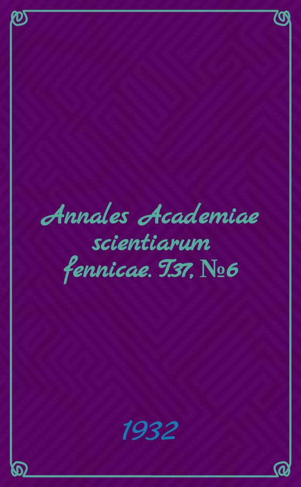 Annales Academiae scientiarum fennicae. T.37, №6 : Über die Darstellung der Hexanhydro-Isophthalsäure