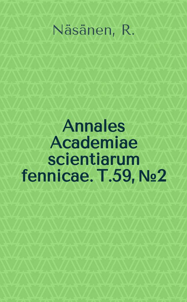 Annales Academiae scientiarum fennicae. T.59, №2 : Die Potentiometrische Bestimmung des Löslichkeitsproduktes von Nickel (2)- und Cobalt (2) Hydroxyd
