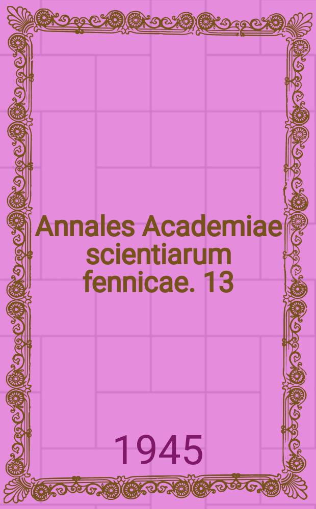 Annales Academiae scientiarum fennicae. 13 : Potentiometrische Untersuchung über die Löslichkeit des Bleijodids in Elektrolytlösungen