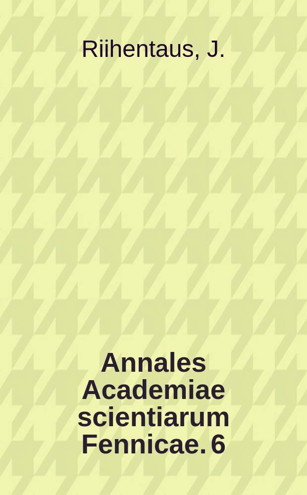 Annales Academiae scientiarum Fennicae. 6 : Quasoregular functions of two complex variables