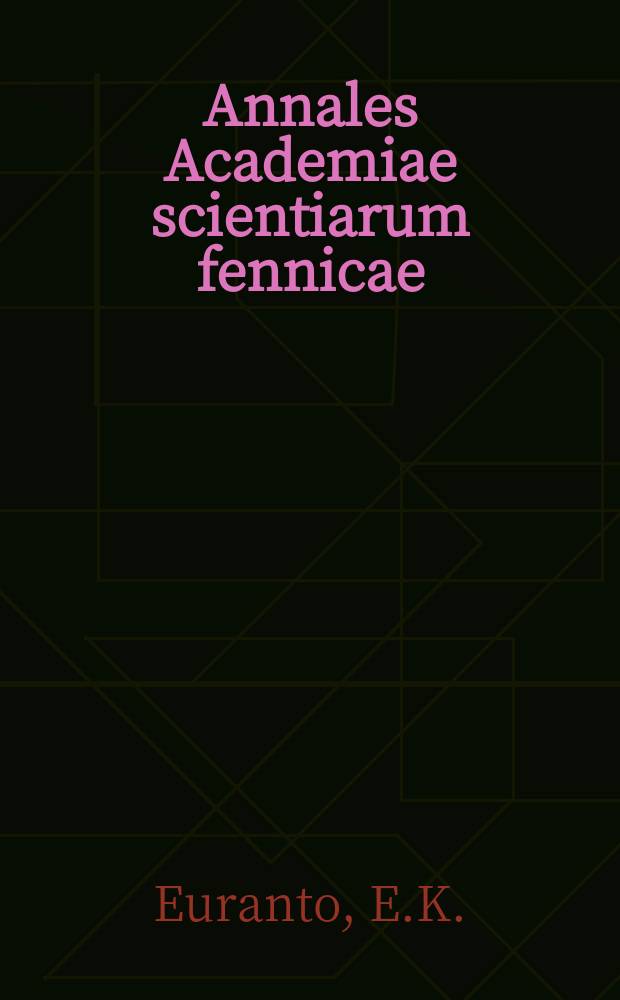 Annales Academiae scientiarum fennicae : General base and nuckeophilie catalysis in the hydrolysis of α-chloroalkyl esters