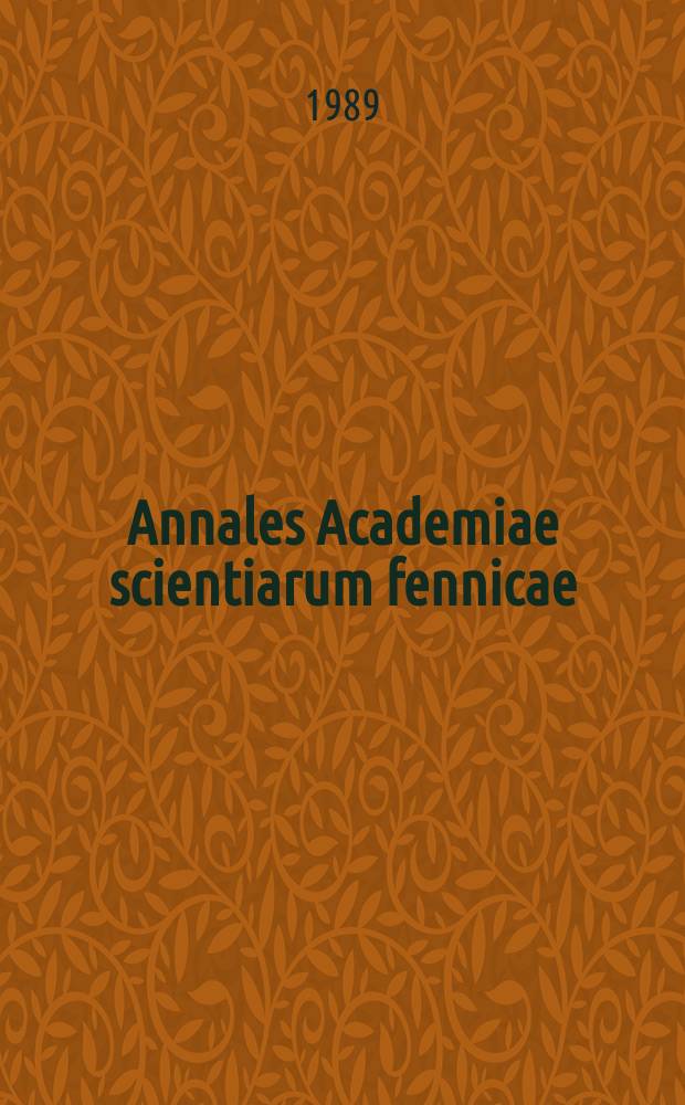 Annales Academiae scientiarum fennicae : The characterization and analysis of trichothecenes...