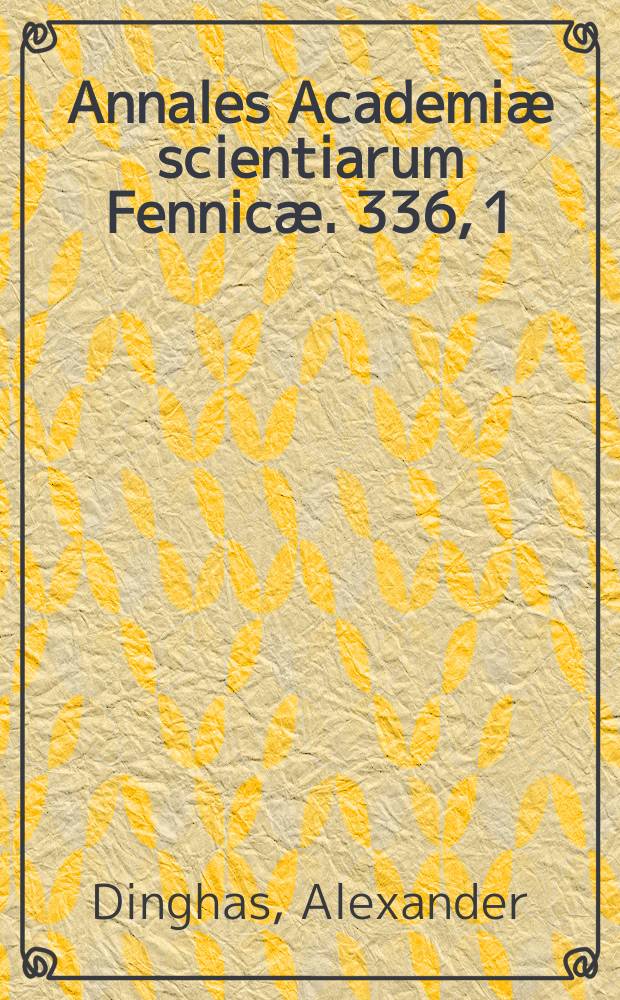 Annales Academiæ scientiarum Fennicæ. 336, 1 : Über das anwachsen einiger Klassen von subharmonischen und verwandten Funktionen