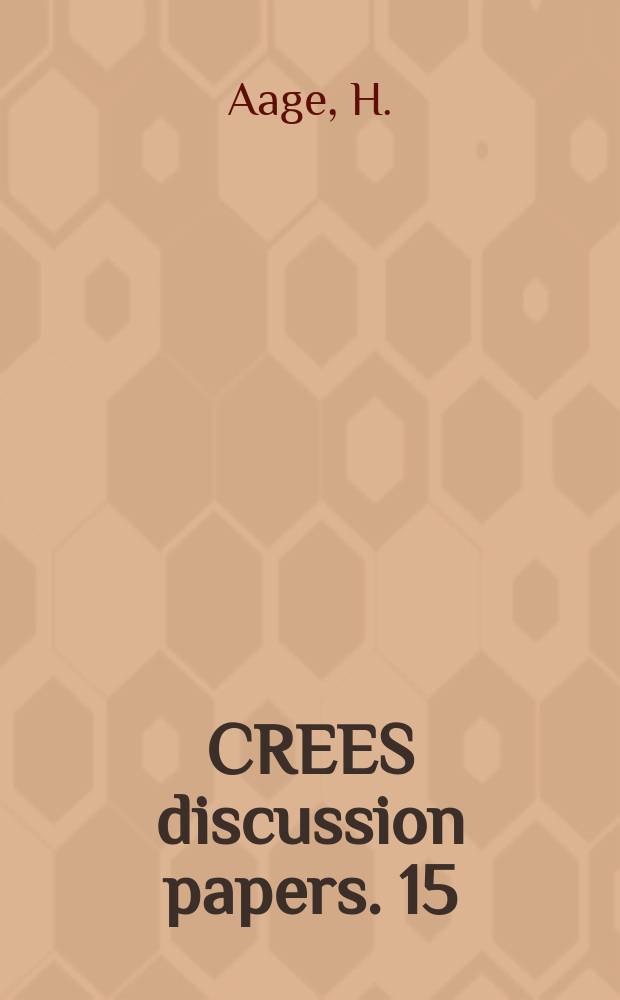 CREES discussion papers. 15 : Labour allocation in the soviet kolkhoz