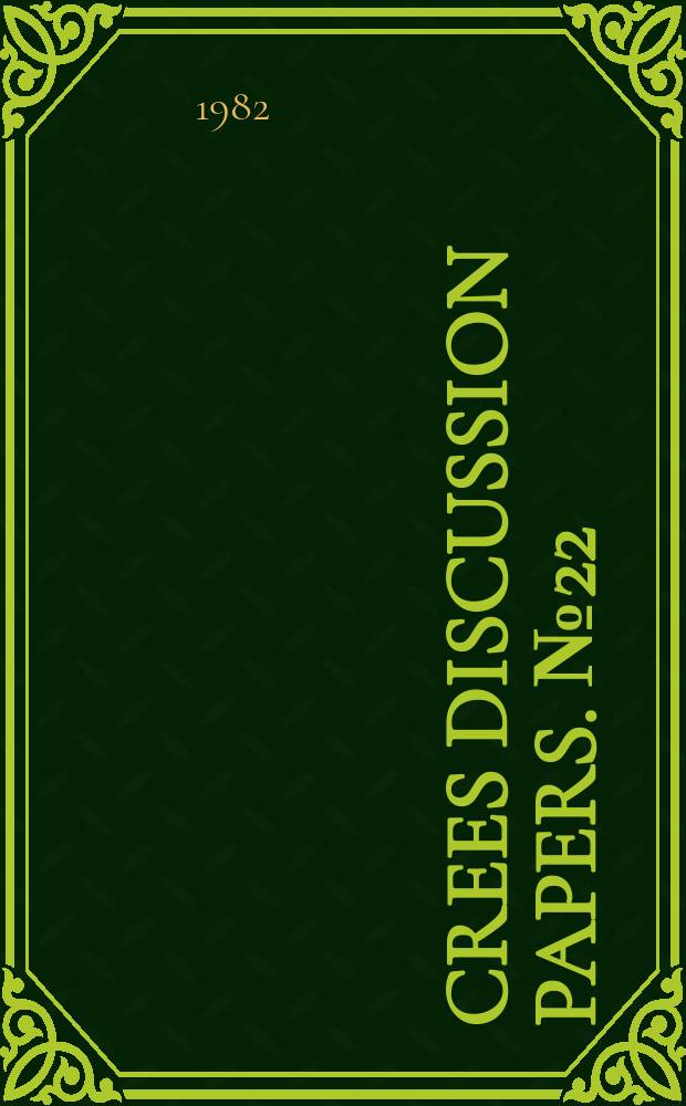 CREES discussion papers. №22 : Capital investment and capital stock in the USSR ...