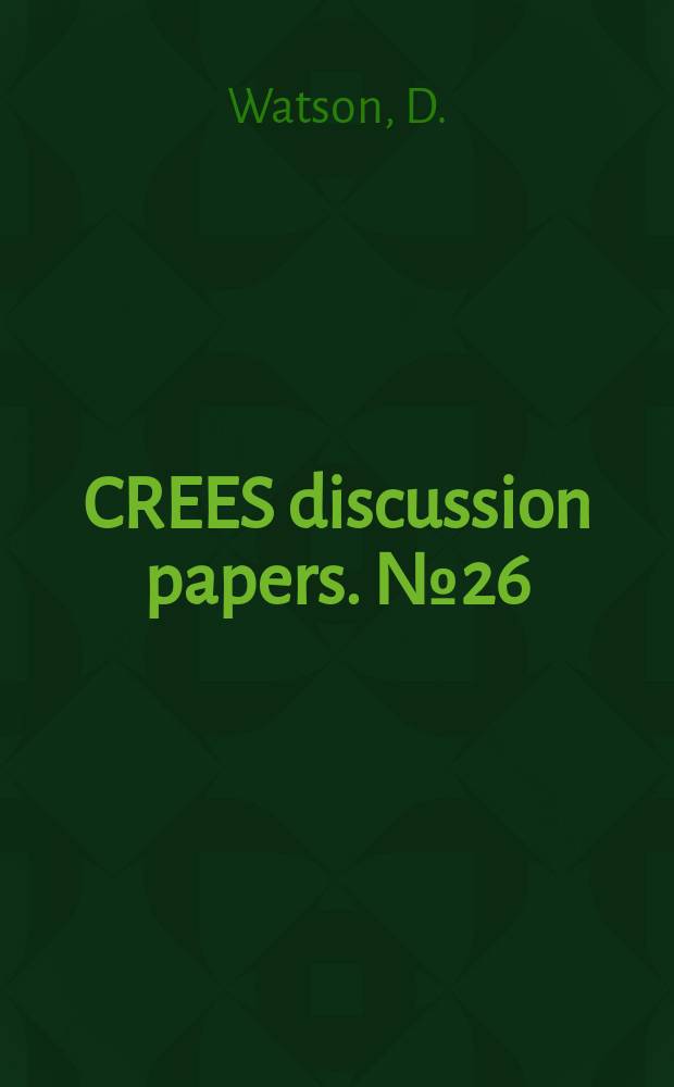 CREES discussion papers. №26 : The early cancer of V.M. Molotov