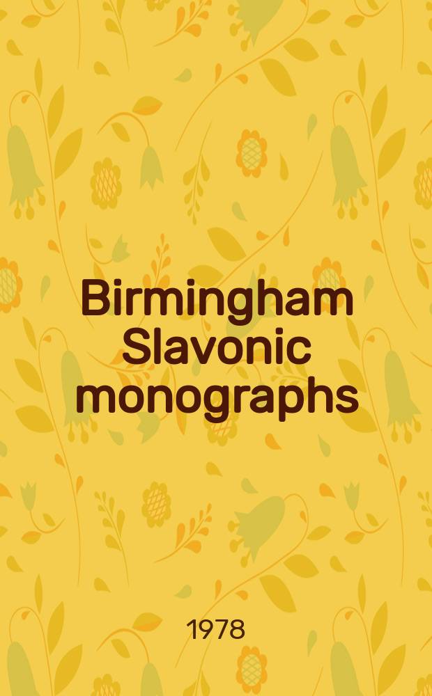 Birmingham Slavonic monographs