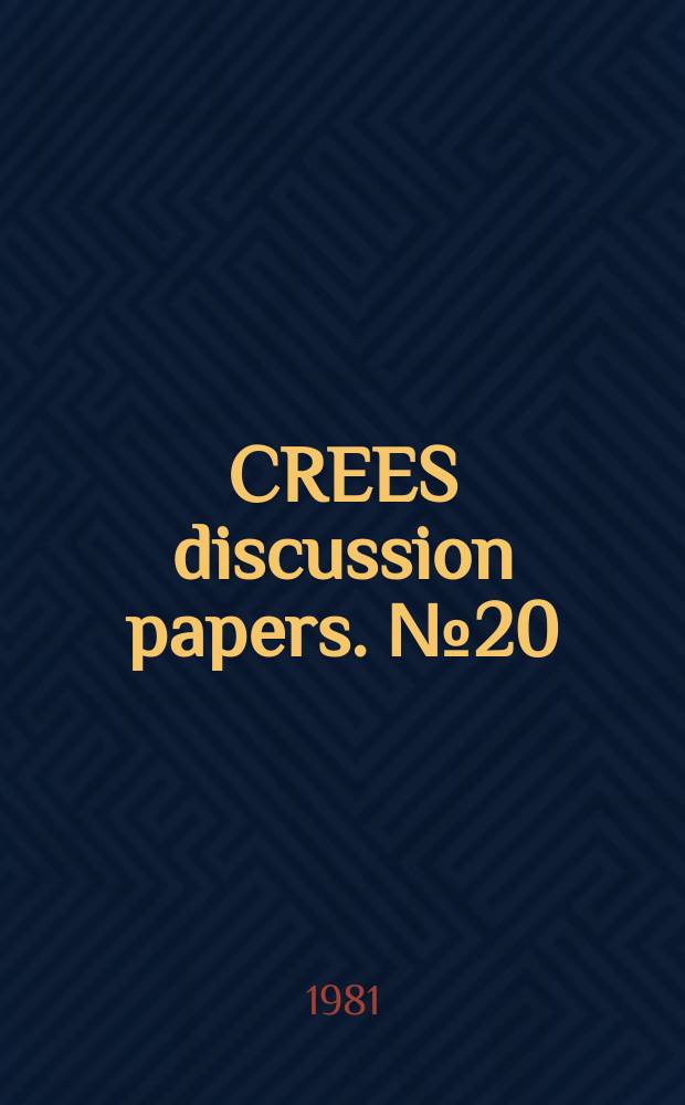 CREES discussion papers. №20 : Famine and factors affecting ...
