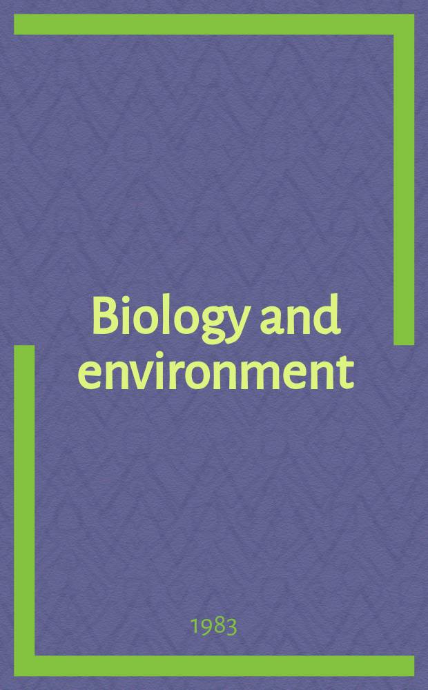 Biology and environment : Proc. of the Roy. Ir. acad. Vol.83, №20 : A study of the marine algae of subtidal ...
