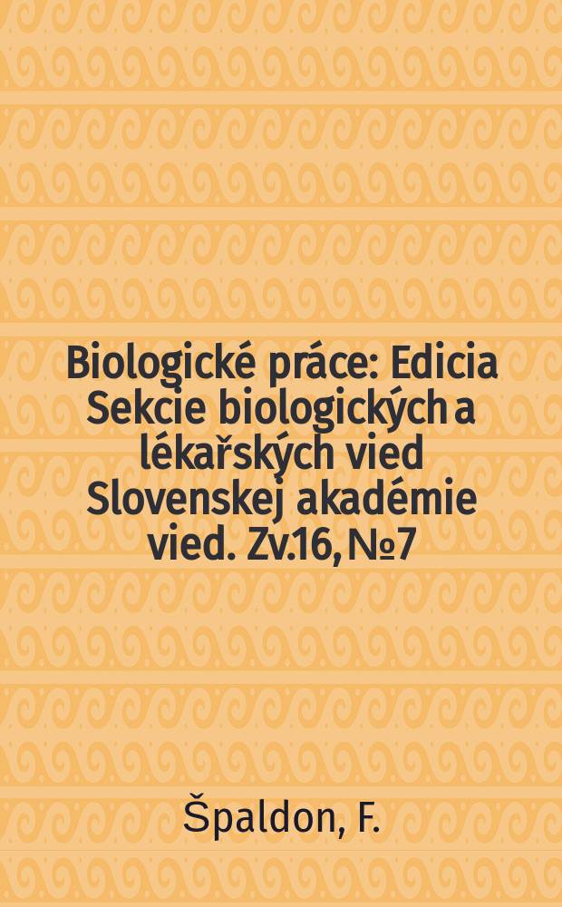 Biologické práce : Edicia Sekcie biologických a lékařských vied Slovenskej akadémie vied. [Zv.]16, №7 : Morphophysiological study of winter wheat during cryptovegetation