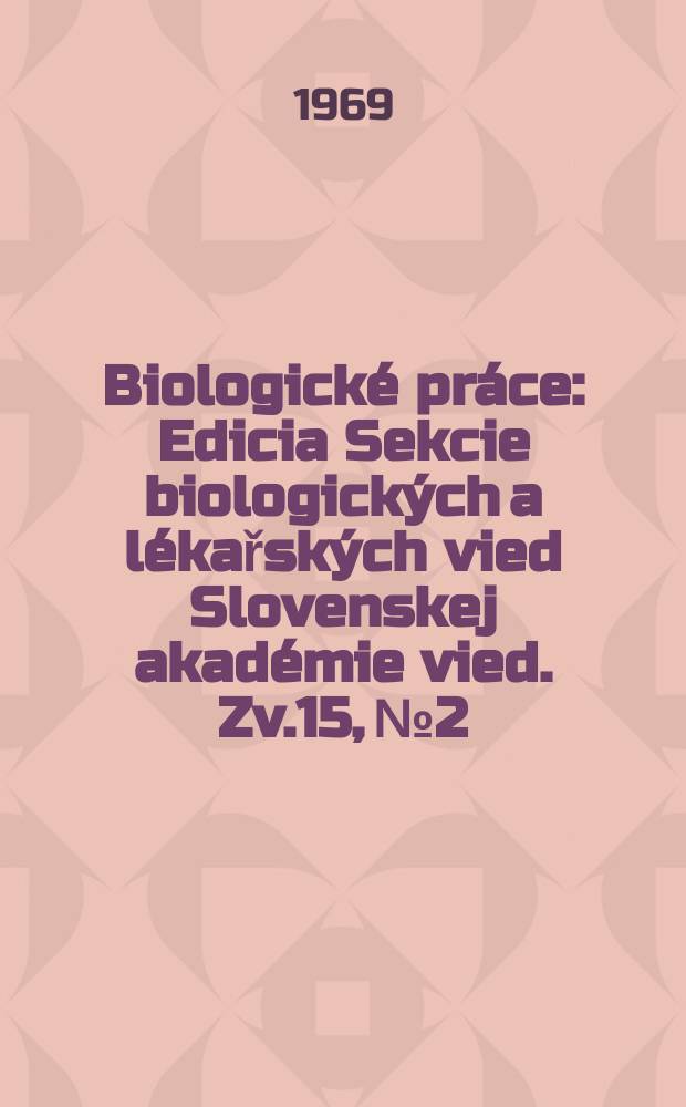 Biologické práce : Edicia Sekcie biologických a lékařských vied Slovenskej akadémie vied. [Zv.]15, №2 : Súčasný stav zarybnenia povodia rieky Nitry