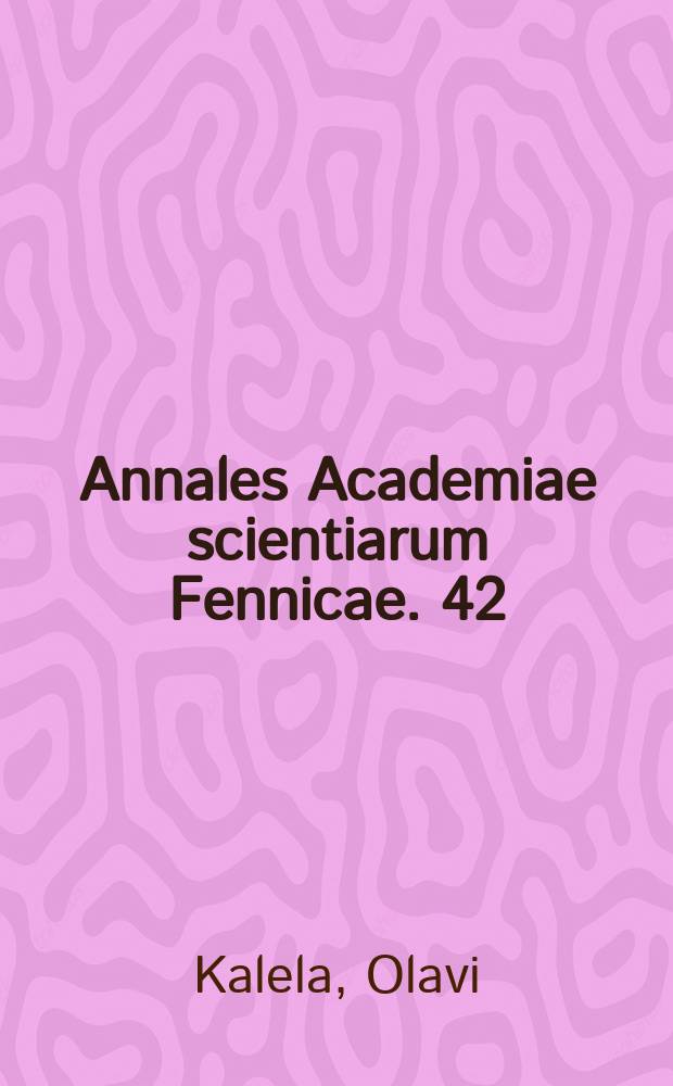 Annales Academiae scientiarum Fennicae. 42 : Über ausserbrutzeitliches Territorialverhalten bei Vögeln