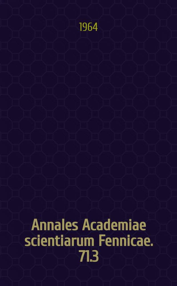 Annales Academiae scientiarum Fennicae. 71.3 : A Report on studies with Marmota monax