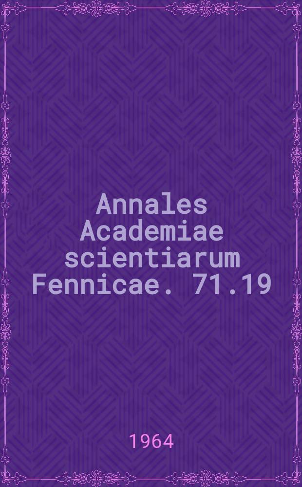 Annales Academiae scientiarum Fennicae. 71.19 : Some external (climatic) and internal (endocrine) factors in relation to production of hibernation