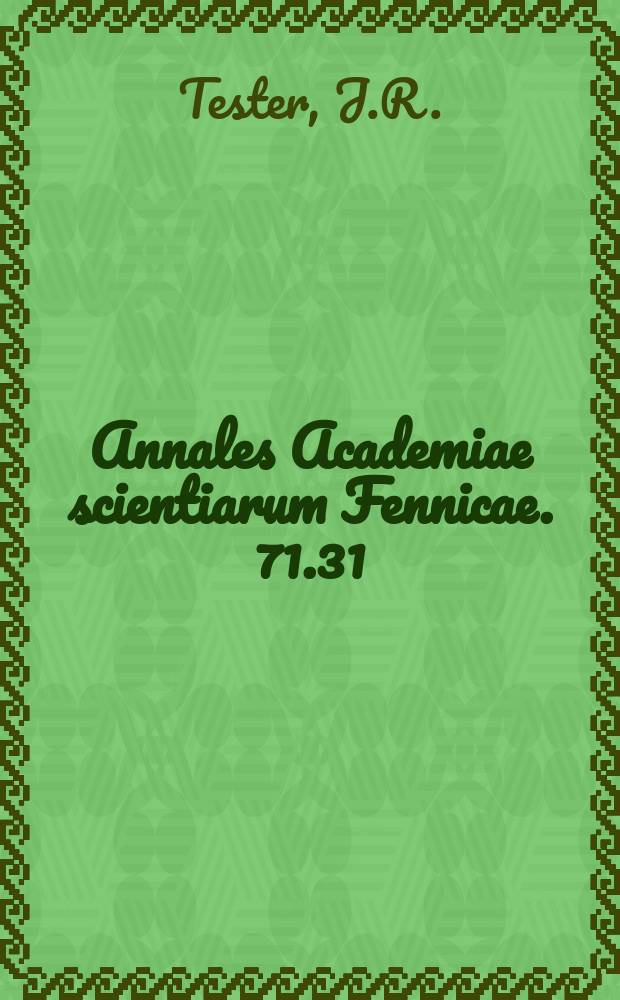 Annales Academiae scientiarum Fennicae. 71.31 : Winter behavior patterns of the Manitoba toad, Bufo hemiophrys, in northwestern Minnesota