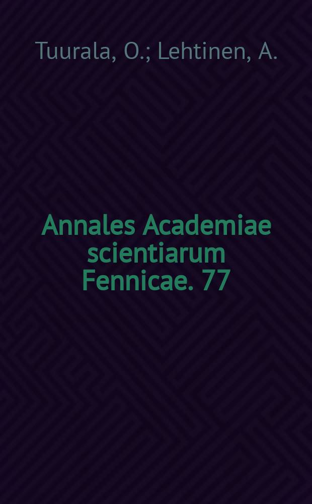 Annales Academiae scientiarum Fennicae. 77 : Über die photomechanischen Erscheinungen in den Augen zweier Asselarten, Oniscus asellus L. und Porcellio scaber Latr