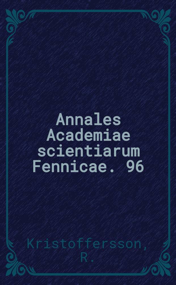 Annales Academiae scientiarum Fennicae. 96 : Hibernation in the hedgehog (Erinaceus europaeus L.). Blood urea levels after known lengths of continuous hypothermia and in certain phases of sportaneous arousals and entries into hypothermia