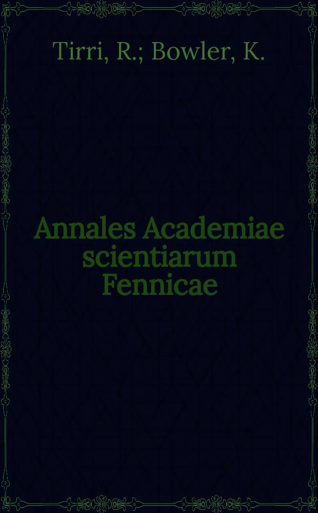 Annales Academiae scientiarum Fennicae : Temperature dependence...