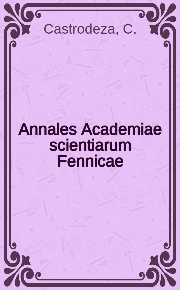 Annales Academiae scientiarum Fennicae : Temperature, crowding and other ...
