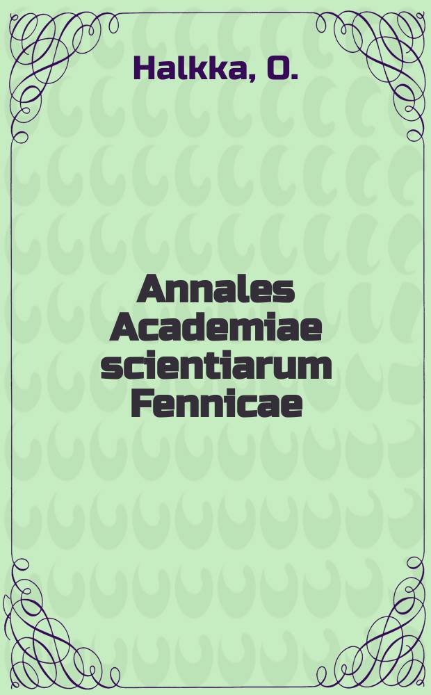 Annales Academiae scientiarum Fennicae : Modes of balance in the polymorphism of Philaenus spumarius (L.) (Homoptera)