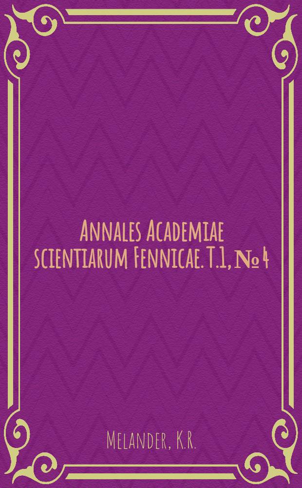 Annales Academiae scientiarum Fennicae. T.1, №4 : &Uuml;ber die Hamarteilung in Finland im 17. Jahrhundert