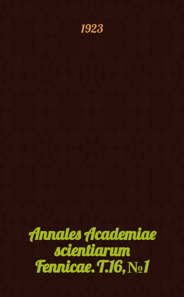 Annales Academiae scientiarum Fennicae. T.16, №1 : Randbemerkungen zu Arnobius adversus nationes