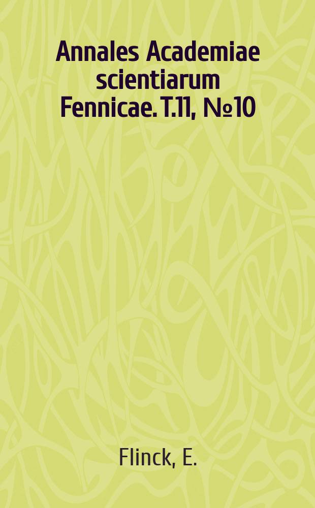Annales Academiae scientiarum Fennicae. T.11, №10 : Auguralia und Verwandtes