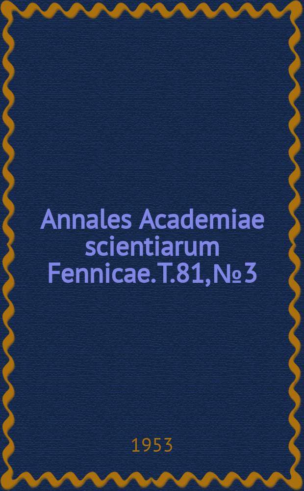 Annales Academiae scientiarum Fennicae. T.81, №3 : Über die Wortfolge im Finnischen und Urfinnischen