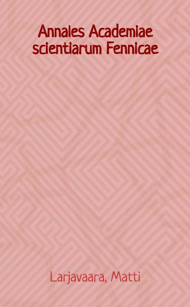 Annales Academiae scientiarum Fennicae : Présence ou absence de l’objet