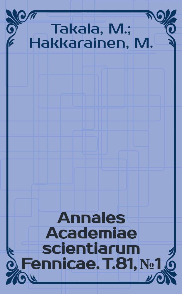 Annales Academiae scientiarum Fennicae. T.81, №1 : Über Faktorenstruktur und Validität des Wartegg-Zeichentests