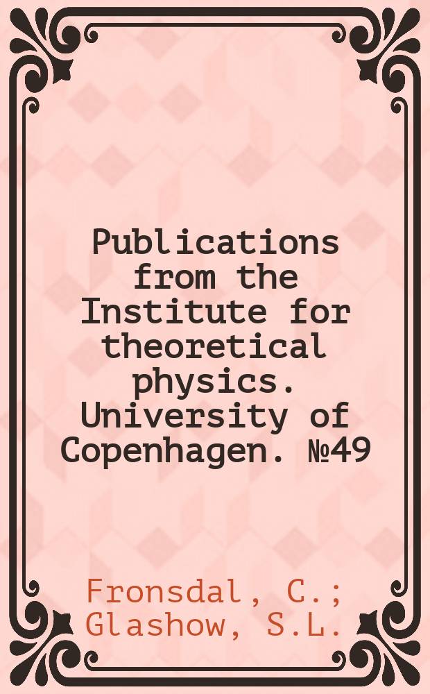 Publications from the Institute for theoretical physics. University of Copenhagen. №49 : μ-meson decay