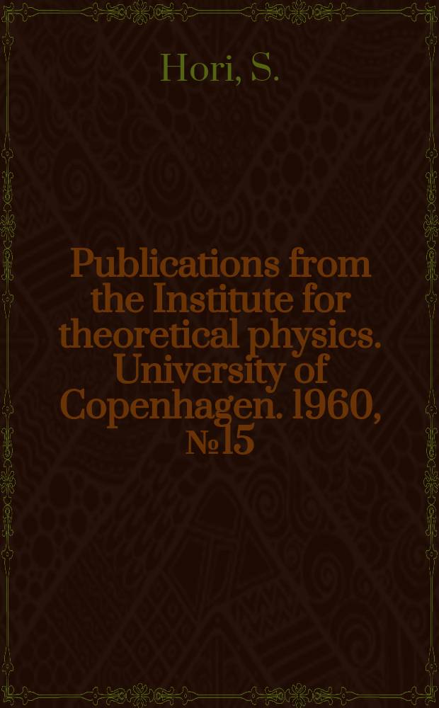 Publications from the Institute for theoretical physics. University of Copenhagen. 1960, №15 : On the interaction Hamiltonian for the decay of Σ-hyperons