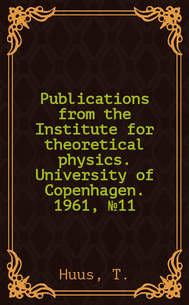 Publications from the Institute for theoretical physics. University of Copenhagen. 1961, №11 : Coulomb excitation