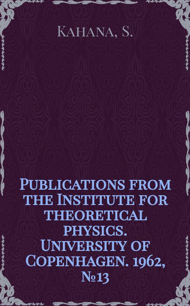 Publications from the Institute for theoretical physics. University of Copenhagen. 1962, №13 : Ratio of long to short range forces in finite nuclei