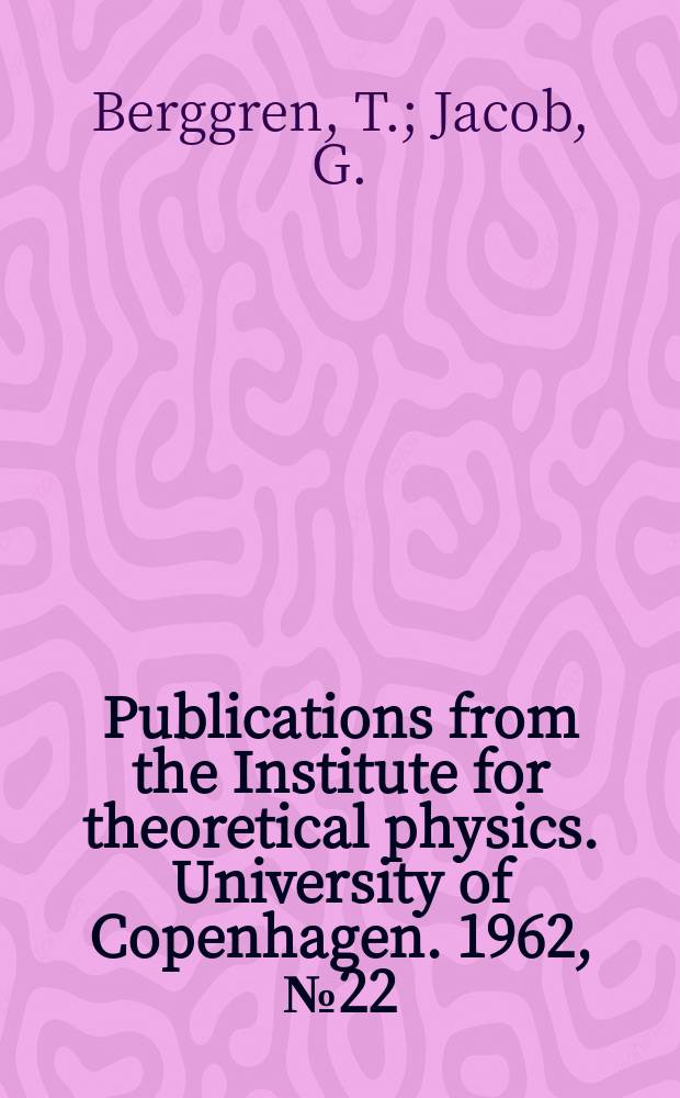 Publications from the Institute for theoretical physics. University of Copenhagen. 1962, №22 : A distorted wave analysis of quasi-free proton-proton scattering in Li⁶ and Li⁷